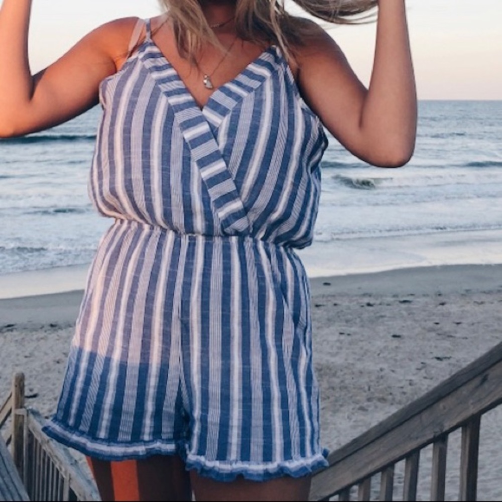 White and blue romper